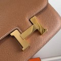 「#4102」Hermès Brown Constance Gold Buckle Bag 19cm