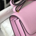 「#4103」Hermès Pink Constance Gold Buckle Bag 19cm
