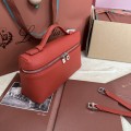「#7084」Loro pian Extra Pocket L19 silver buckle- FAI8393 - 19x6.5x11cm - Plum red brown
