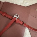 「#7084」Loro pian Extra Pocket L19 silver buckle- FAI8393 - 19x6.5x11cm - Plum red brown