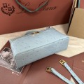「#7086」Loro pian Extra Pocket L19 gold buckle- FAI8393 - 19x6.5x11cm - blue clear color,Ostrich skin 「#7086」Loro pian Extra Pocket L19 gold buckle- FAI8393 - 19x6.5x11cm - blue clear color,Ostrich skin