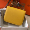 「#4105」 Hermès Yellow Constance Gold Buckle Bag 19cm