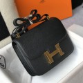 「#4106」Hermès Black Constance Gold Buckle Bag 19cm