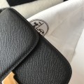 「#4106」Hermès Black Constance Gold Buckle Bag 19cm