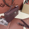 「#7090」Loro pian Extra Pocket L19 silver buckle - FAN1034 - 19x6.5x11cm - Claret，Ostrich skin