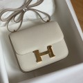 「#4107」Hermès White Constance Gold Buckle Bag 19cm