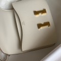 「#4107」Hermès White Constance Gold Buckle Bag 19cm