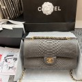 「#10030」Chanel South African python leather custom model with full deerskin lining 01112 25.5*7*16CM