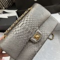 「#10030」Chanel South African python leather custom model with full deerskin lining 01112 25.5*7*16CM