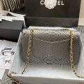 「#10030」Chanel South African python leather custom model with full deerskin lining 01112 25.5*7*16CM