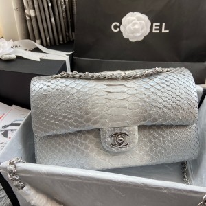 「#10032」Chanel South African python leather custom model with full deerskin lining 01112 25.5*7*16CM