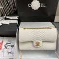 「#10033」Chanel South African python leather custom model with full deerskin lining 01112 25.5*7*16CM