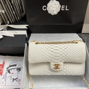 「#10033」Chanel South African python leather custom model with full deerskin lining 01112 25.5*7*16CM
