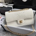 「#10033」Chanel South African python leather custom model with full deerskin lining 01112 25.5*7*16CM