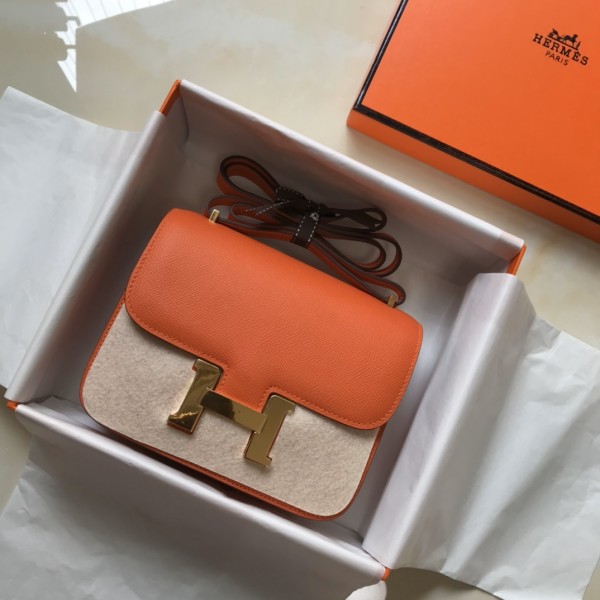 「#4109」 Hermès Orange Constance Gold Buckle Bag 19cm 「#4109」 Hermès Orange Constance Gold Buckle Bag 19cm