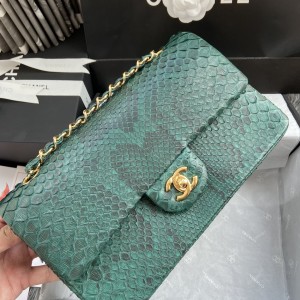 「#10036」Chanel South African python leather custom model with full deerskin lining 01112 25.5*7*16CM