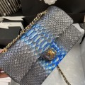「#10037」Chanel South African python leather custom model with full deerskin lining 01112 25.5*7*16CM