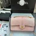 「#10038」Chanel South African python leather custom model with full deerskin lining 01112 25.5*7*16CM