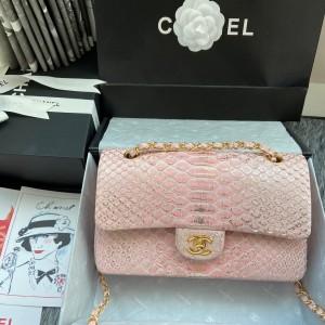 「#10038」Chanel South African python leather custom model with full deerskin lining 01112 25.5*7*16CM