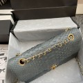 「#10039」Chanel South African python leather custom model with full deerskin lining 01112 25.5*7*16CM