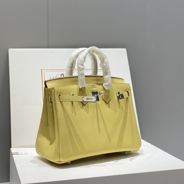 「#4110」Hermès Chicken Yellow Silver Buckle Birkin Bag 25cm