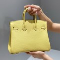 「#4110」Hermès Chicken Yellow Silver Buckle Birkin Bag 25cm