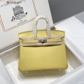 「#4110」Hermès Chicken Yellow Silver Buckle Birkin Bag 25cm