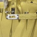 「#4110」Hermès Chicken Yellow Silver Buckle Birkin Bag 25cm
