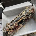 「#10040」Chanel South African python leather custom model with full deerskin lining 01112 25.5*7*16CM