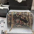 「#10040」Chanel South African python leather custom model with full deerskin lining 01112 25.5*7*16CM