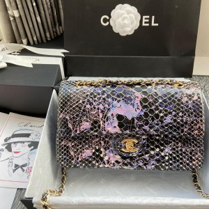 「#10042」Chanel South African python leather custom model with full deerskin lining 01112 25.5*7*16CM