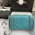 「#10043」Chanel South African python leather custom model with full deerskin lining 01112 25.5*7*16CM
