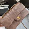 「#10045」Chanel South African python leather custom model with full deerskin lining 01112 25.5*7*16CM
