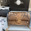 「#10046」Chanel South African python leather custom model with full deerskin lining 01112 25.5*7*16CM
