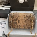 「#10046」Chanel South African python leather custom model with full deerskin lining 01112 25.5*7*16CM