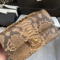 「#10046」Chanel South African python leather custom model with full deerskin lining 01112 25.5*7*16CM