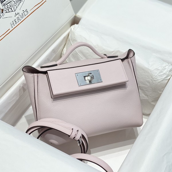 「#4111」 Hermès Fantasy Purple Silver Buckle Mini Kelly Bag 20cm