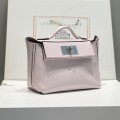「#4111」 Hermès Fantasy Purple Silver Buckle Mini Kelly Bag 20cm