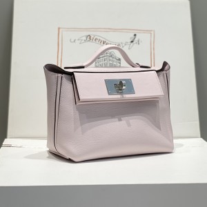 「#4111」 Hermès Fantasy Purple Silver Buckle Mini Kelly Bag 20cm