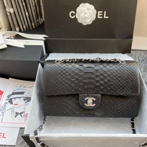 「#10047」Chanel South African python leather custom model with full deerskin lining 01112 25.5*7*16CM