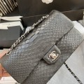 「#10047」Chanel South African python leather custom model with full deerskin lining 01112 25.5*7*16CM