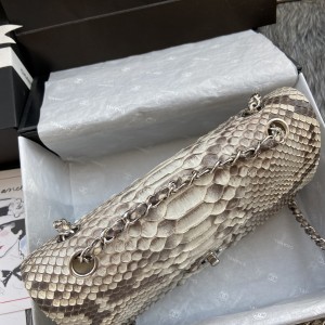 「#10048」Chanel South African python leather custom model with full deerskin lining 01112 25.5*7*16CM