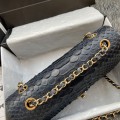 「#10052」Chanel South African python leather custom model with full deerskin lining 01112 25.5*7*16CM