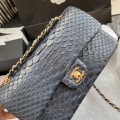 「#10052」Chanel South African python leather custom model with full deerskin lining 01112 25.5*7*16CM