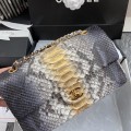「#10055」Chanel South African python leather custom model with full deerskin lining 01112 25.5*7*16CM