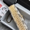 「#10055」Chanel South African python leather custom model with full deerskin lining 01112 25.5*7*16CM