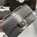 「#10056」Chanel South African python leather custom model with full deerskin lining 01112 25.5*7*16CM