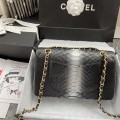 「#10056」Chanel South African python leather custom model with full deerskin lining 01112 25.5*7*16CM