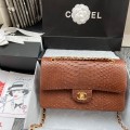 「#10057」Chanel South African python leather custom model with full deerskin lining 01112 25.5*7*16CM