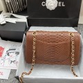 「#10057」Chanel South African python leather custom model with full deerskin lining 01112 25.5*7*16CM
